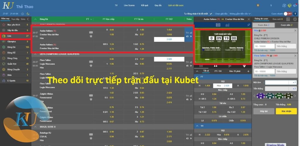 Trực tiếp thể thao Kubet