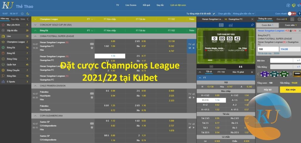 Đặt cược Champions League 2021/22 tại Kubet